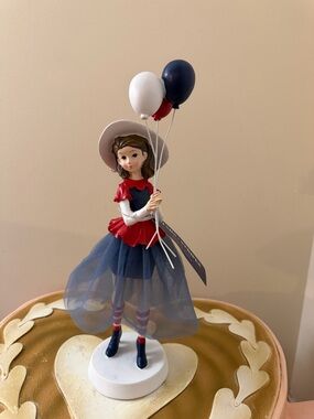 Stars & Stripes Red, White & Blue Resin 4th of July Girl with Skirt & Balloons